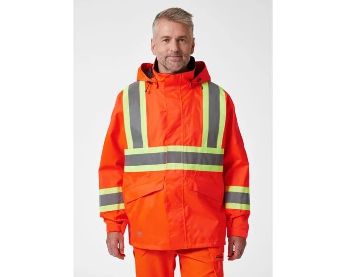 Helly Hanson Workwear Men's Alta Hi-Vis Waterproof Shell Jacket CSA in Orange
