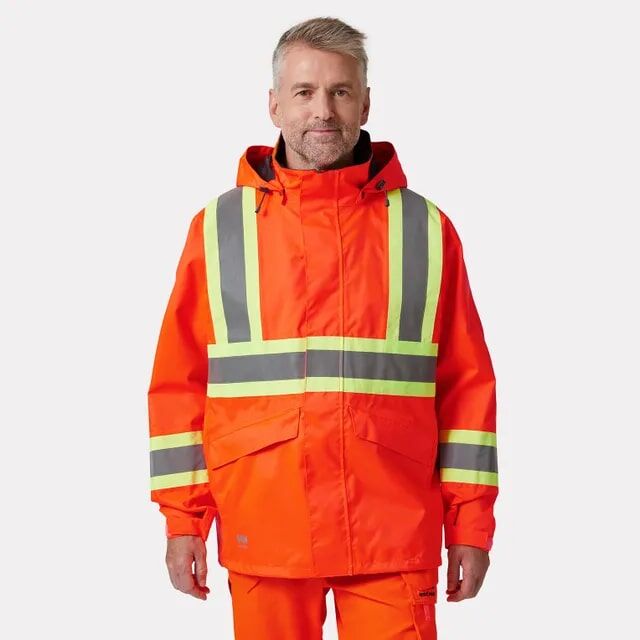 Helly Hansen Men's Alta Hi Vis Waterproof Shell Jacket CSA in Orange