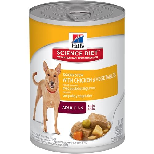 Hill's Science Diet Chicken & Vegetable Savory Stew Adult 1-6 Wet Dog Food, 12.8-Oz Can 