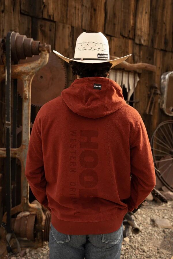 Hooey Men's Shadow Logo On Back Hoody in Red