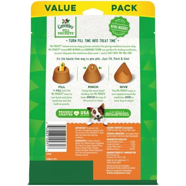 Greenies Pill Pockets Cheese Capsule Dog Treats, 60-Ct