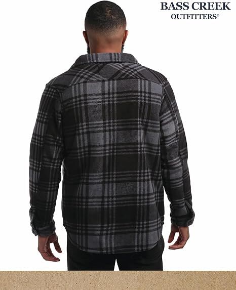 Bass Creek Outfitters Men's Heavy Duty Polar Fleece Sherpa Lined Shirt Jacket