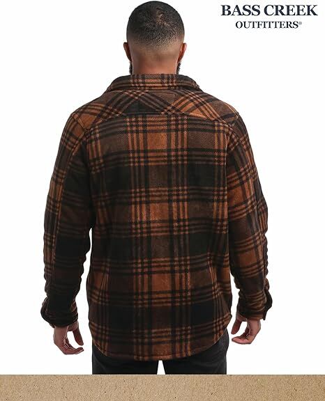 Bass Creek Outfitters Men's Heavy Duty Polar Fleece Sherpa Lined Shirt Jacket