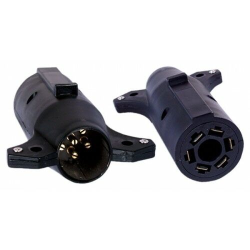 7-Rv Vehicle Connector To 6-Way Round Adapter W/Center Pin Brake
