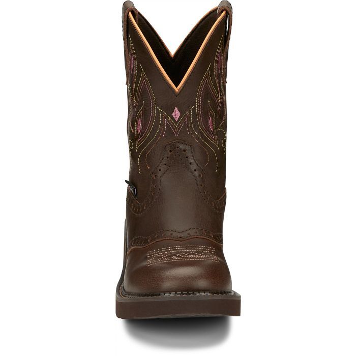 Justin Women's Gemma 8-in Western Boot in Dark Brown