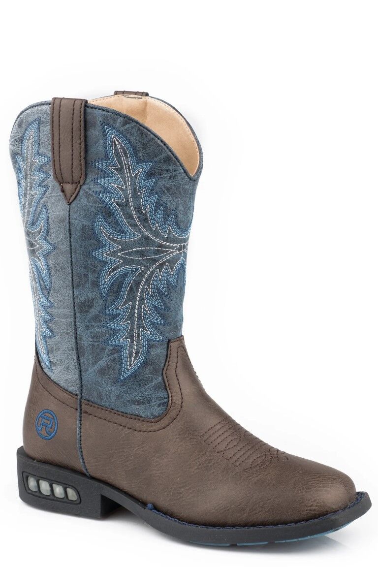 Roper Boy's Light up Western Boot in Brown/Blue