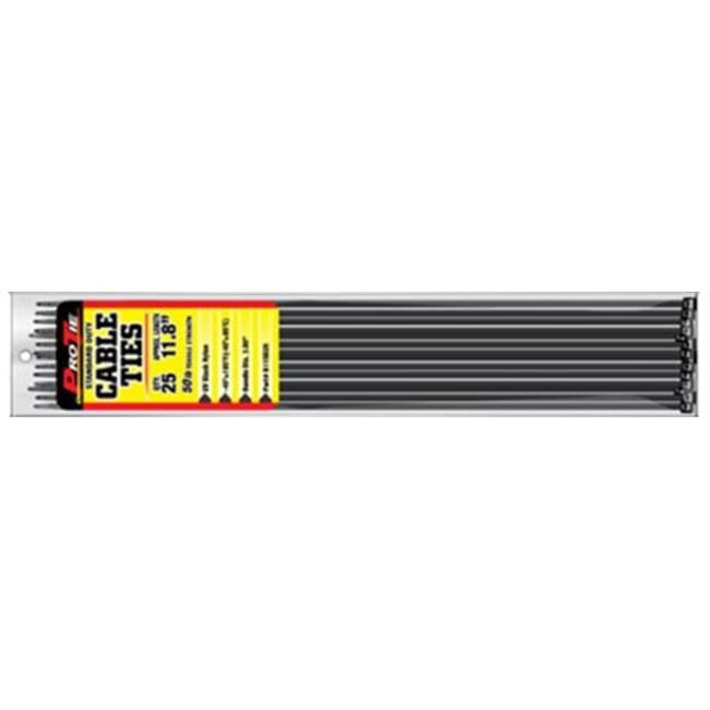 Pro Tie Black Standard Duty 50-Lb Tensile Strength 14.6-In Cable Ties, 25-Pk