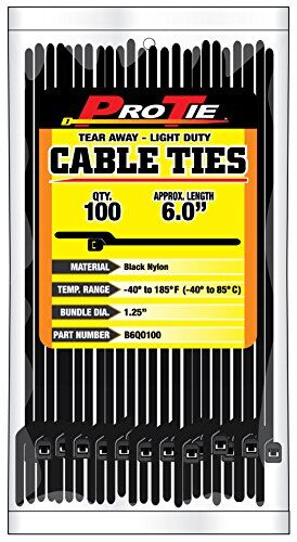 Pro Tie Black EZ-Off Tear Away 5.5-In Cable Ties, 100-Pk