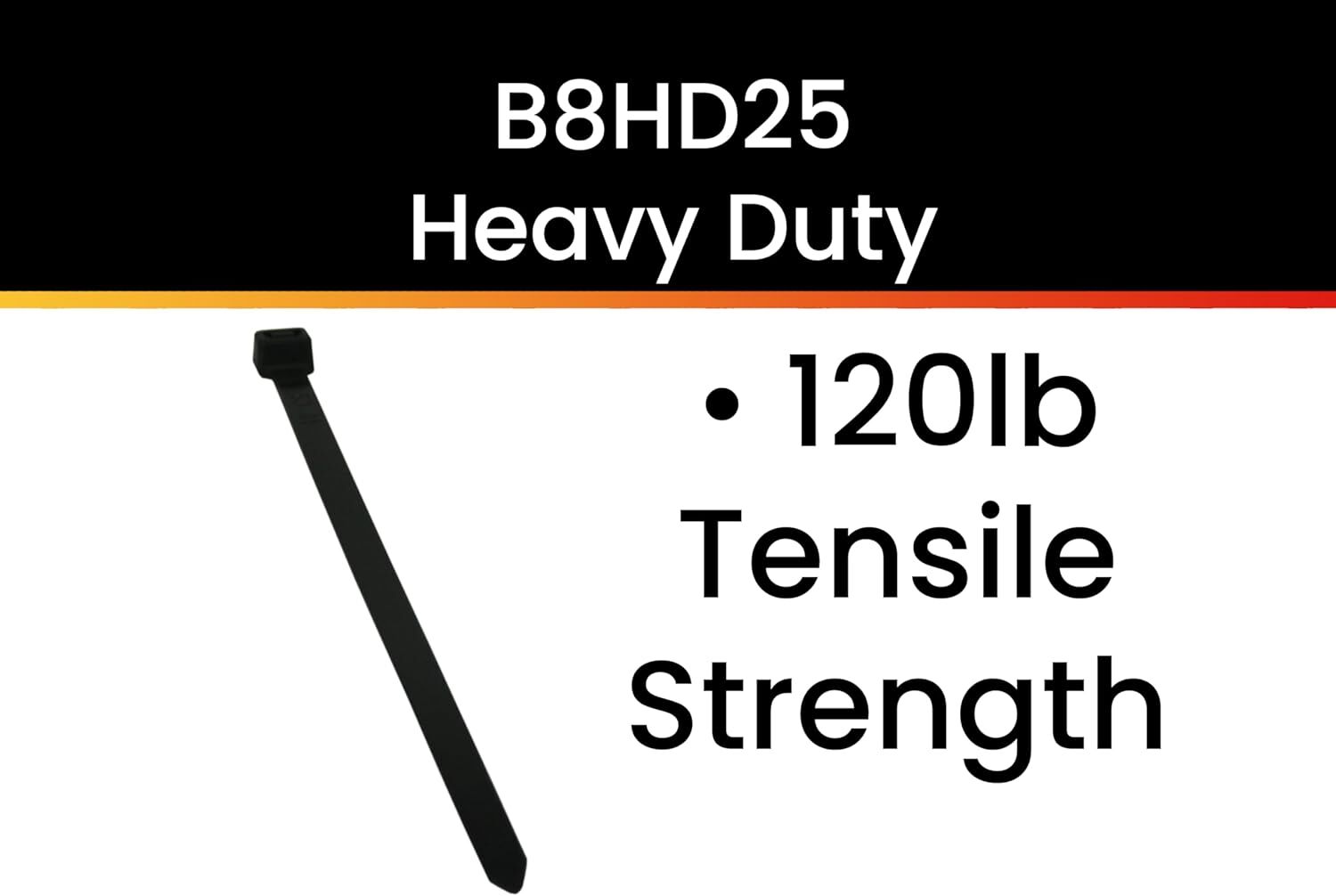 Pro Tie Black Heavy Duty 120-Lb Tensile Strength 7.9-In Cable Ties, 25-Pk