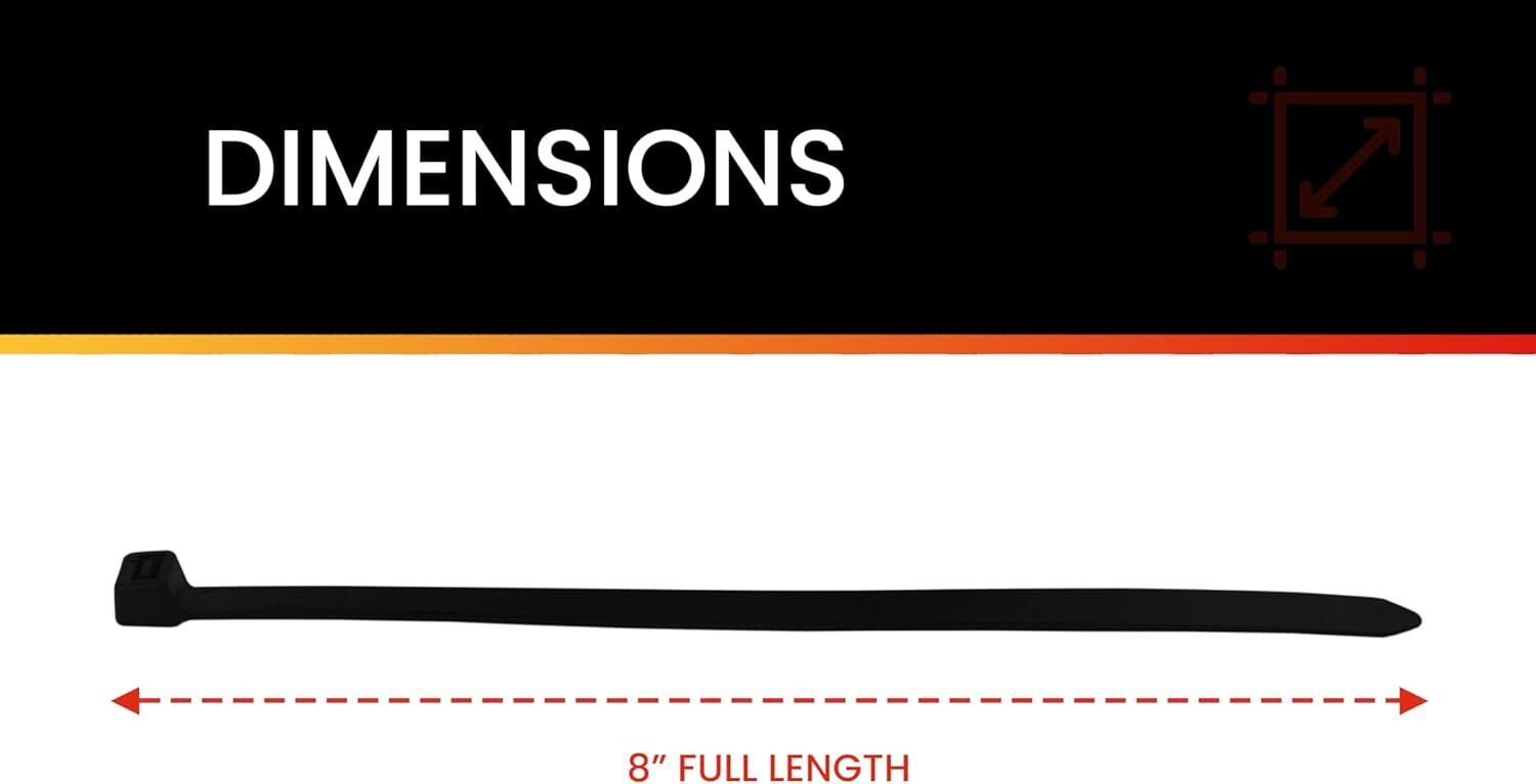 Pro Tie Black Heavy Duty 120-Lb Tensile Strength 7.9-In Cable Ties, 25-Pk