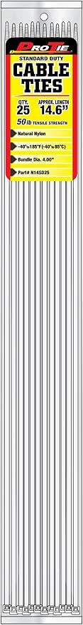 Pro Tie Standard Duty Natural Cable Tie, 14 3/5-In, 25-Pk