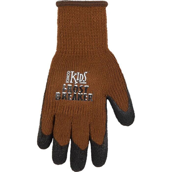 Kinco Kids' Frost Breaker Thermal Knit Shell And Foam Latex Palm Gloves in Brown