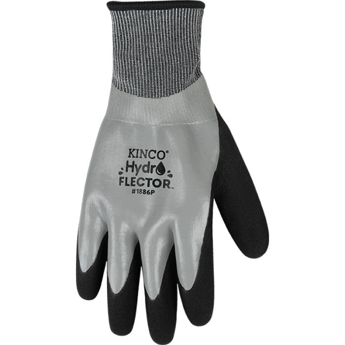 Kinco Hydroflector Lined Waterproof Thermal Knit Shell And Double-Coated Nitrile Gloves in Grey