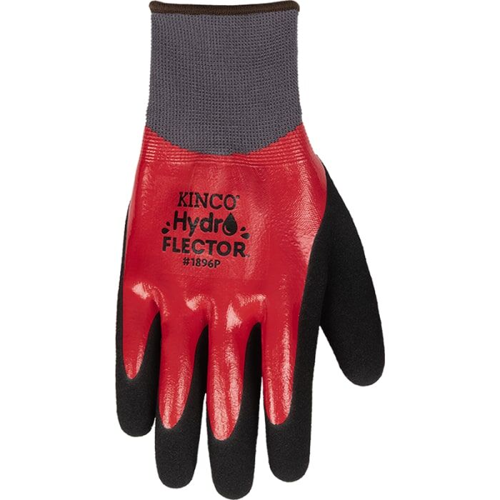 Kinco HydroFlector Waterproof Polyester Knit Shell & Double-Coated Nitrile Gloves in Red