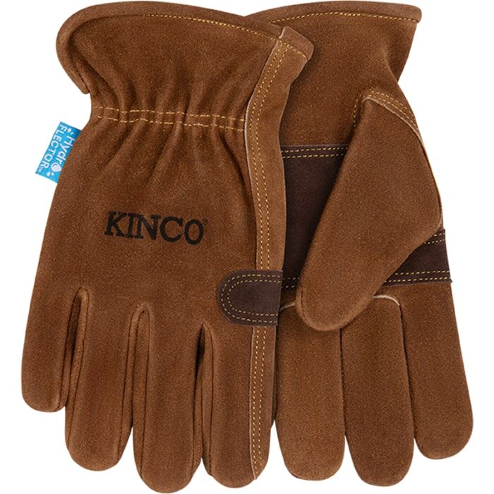 Kinco HydroFlector Water-Resistant Premium Suede Cowhide Driver With Double-Palm in Brown