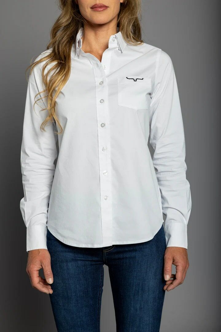 Kimes Ranch Women's Long Sleeve KR Team Shirt Top in White