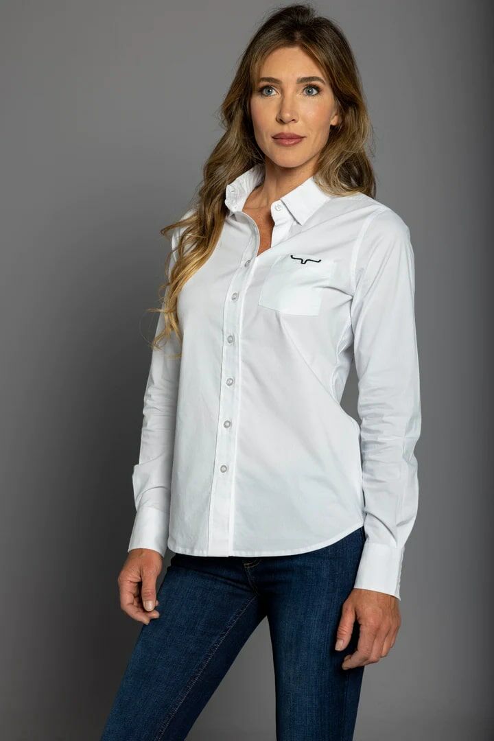 Kimes Ranch Women's Long Sleeve KR Team Shirt Top in White