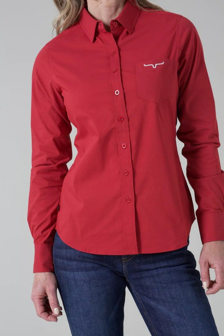 Kimes Ranch Women's Long Sleeve KR Team Shirt Top in Red