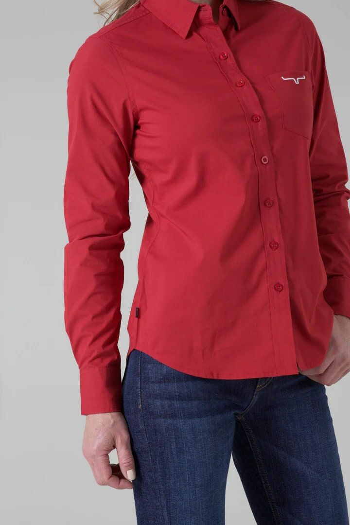Kimes Ranch Women's Long Sleeve KR Team Shirt Top in Red