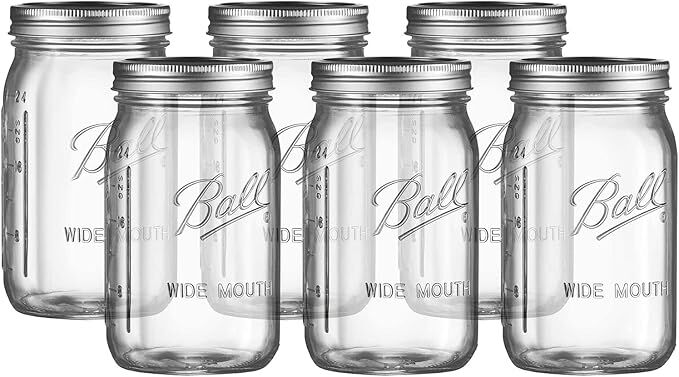 Ball Mason Jars & Lids Regular Mouth, 1-Qt, 6-Pk