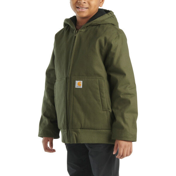 Carhartt Boy's Canvas Insulated Hooded Jac in Olive