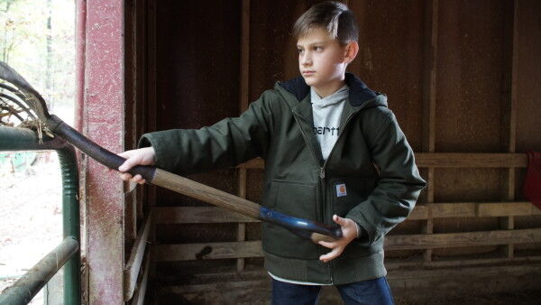 Carhartt Boy's Canvas Insulated Hooded Jac in Olive