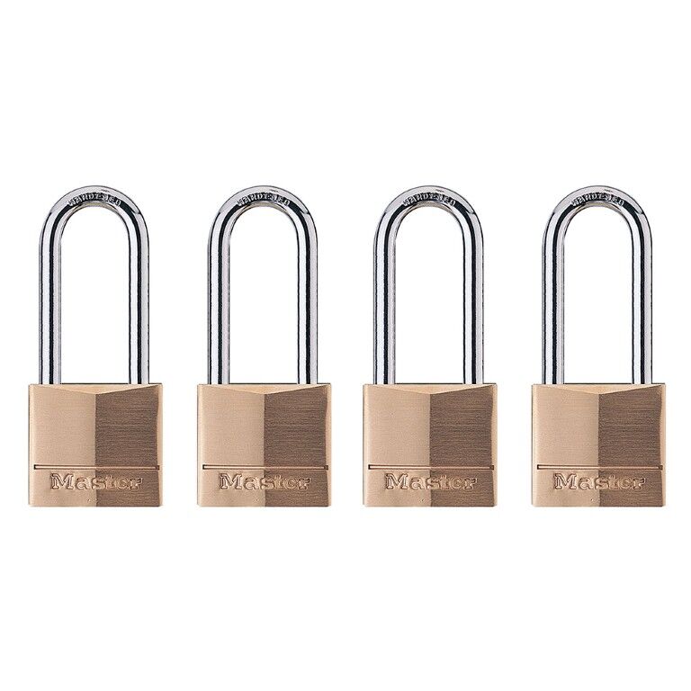 Master Lock 140QLH Wide Solid Body Brass Padlock, 1 9/16-In, 4-Pk