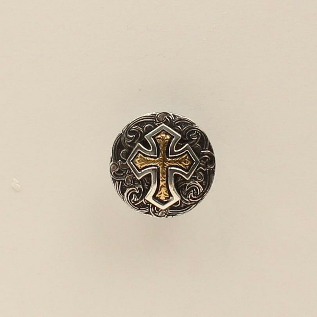M & F Western Gold Cross Round Concho Scarf Slide