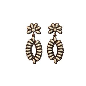 M & F Western Blazin Roxx Copper & Ivory Stone Earrings