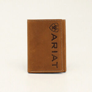 M & F Western Men's Ariat Shield Debossed Logo Tri-Fold Wallet