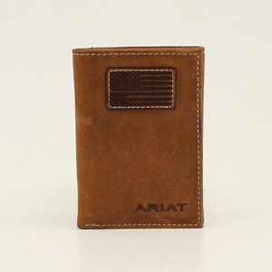 M & F Western Men's Ariat USA Flag Patch Tri-Fold Wallet