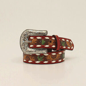 M & F Western Girl's Angel Ranch Sunflower And Cactus Belt in Red