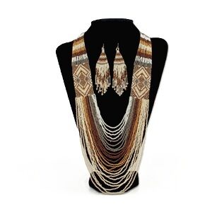 M & F Western Silver Strike Muti Colored Glass Beaded Jewelry Set