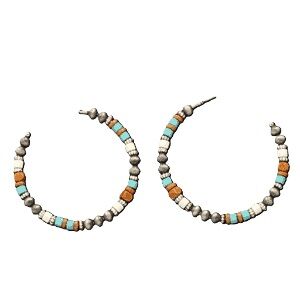 M & F Western Silver Strike Beaded Hoop Earrings