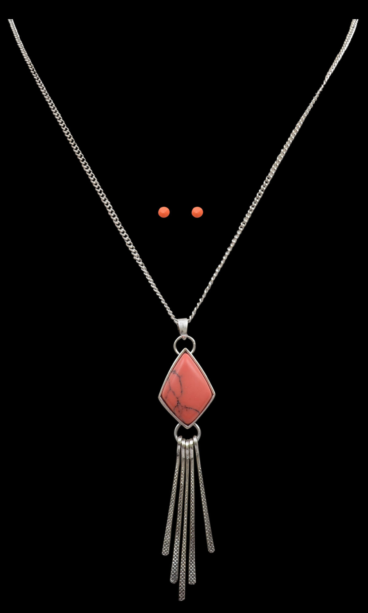 Silver and Coral Necklace Set