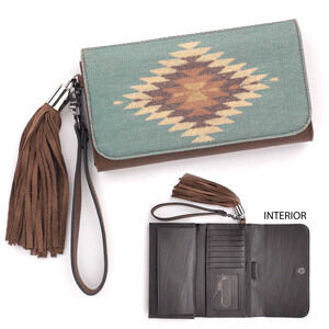M & F Western Women's Blazin Roxx Zapotec Flap Wallet in Brown