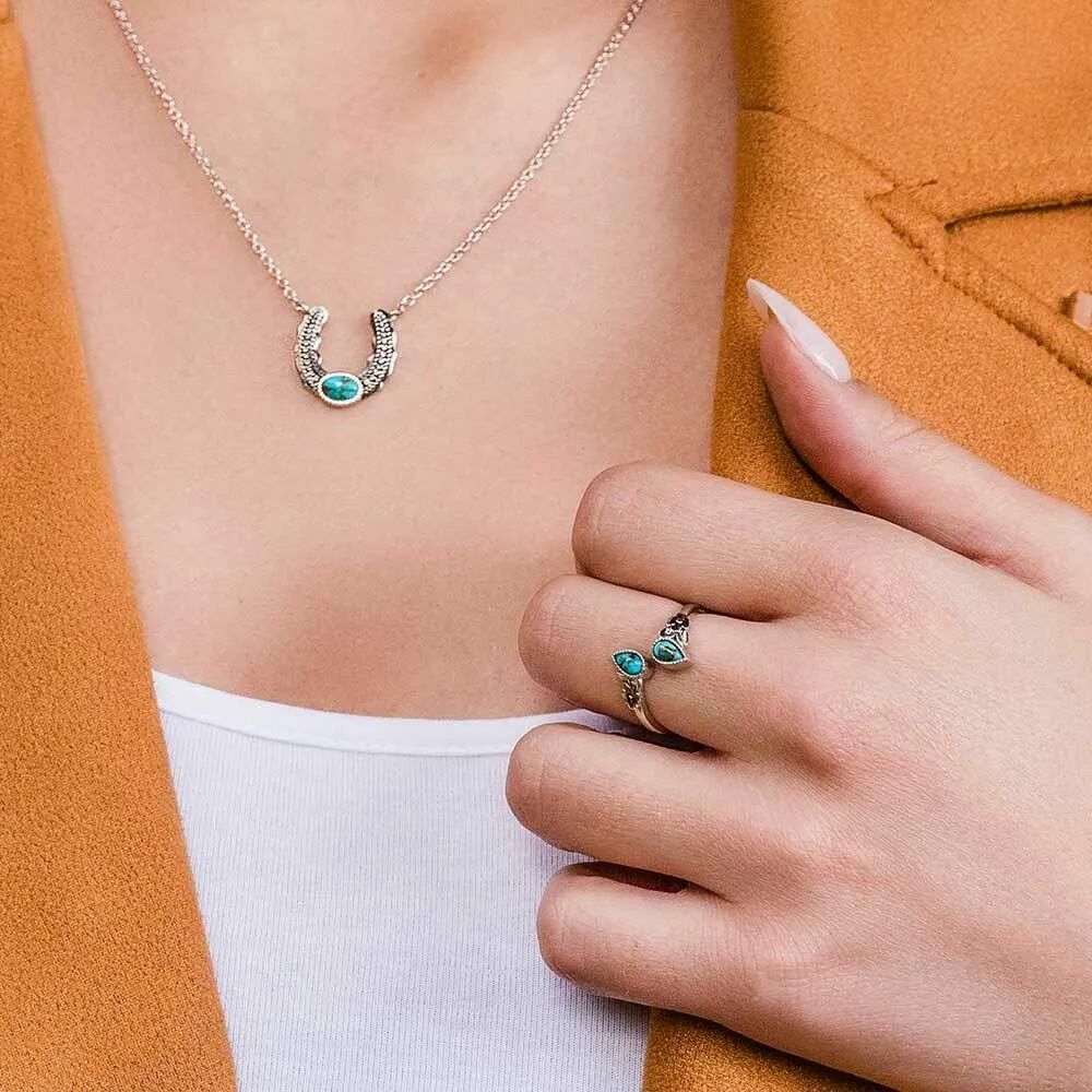 Montana Silversmiths Floral Ancestors Turquoise Wrap Ring