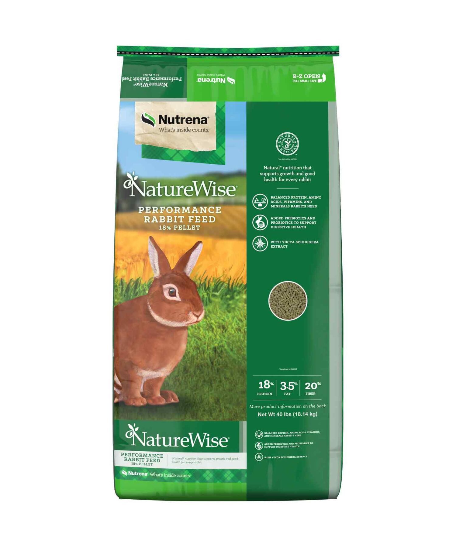 Nutrena NatureWise 18% Performance Rabbit Feed, 40-Lb