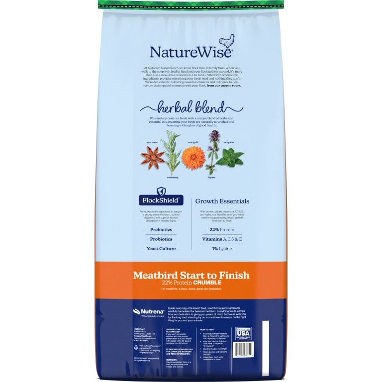 Nutrena NatureWise Meatbird Start To Finish 22% Protein Crumble, 40-Lb