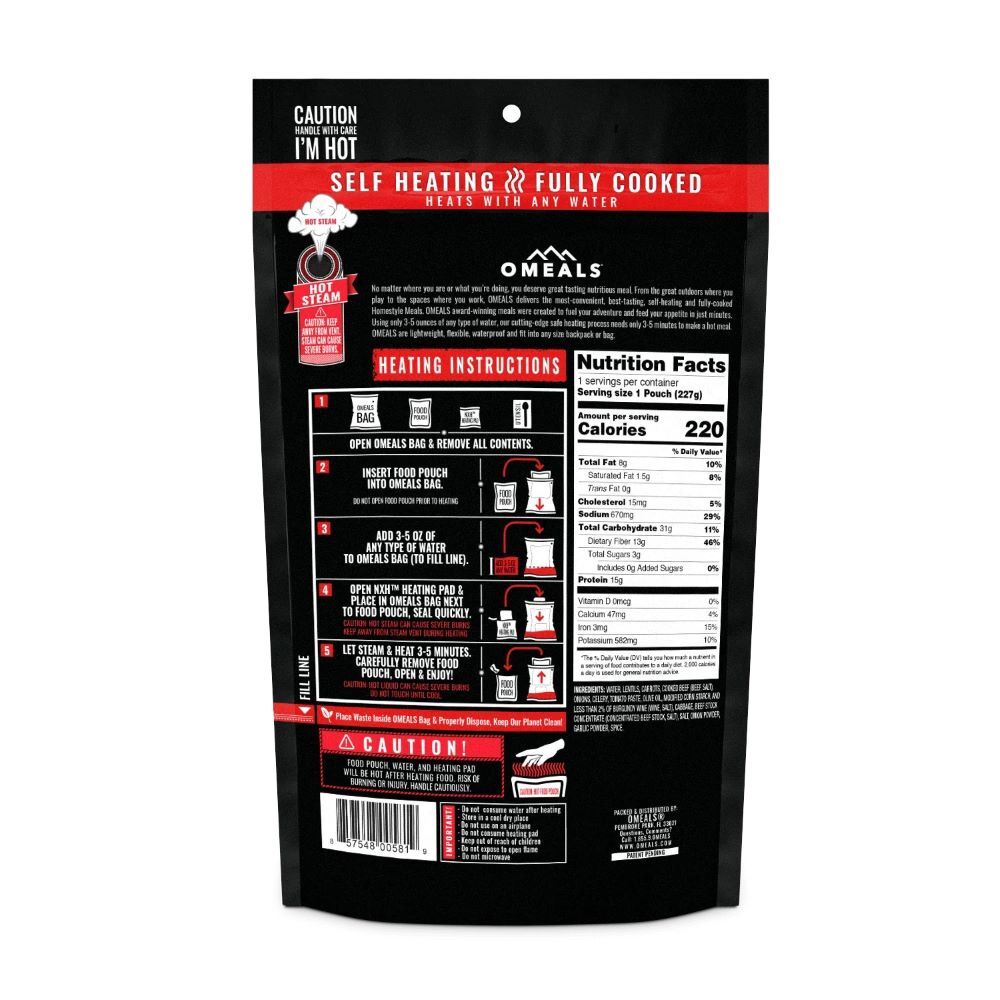 Omeals Lentils with Beef Freeze Dried Meal