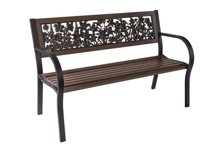 Cast Iron Wildflower Themed Bench