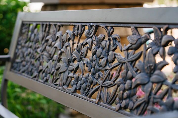 Cast Iron Wildflower Themed Bench