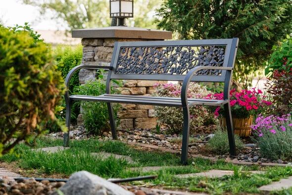 Cast Iron Wildflower Themed Bench