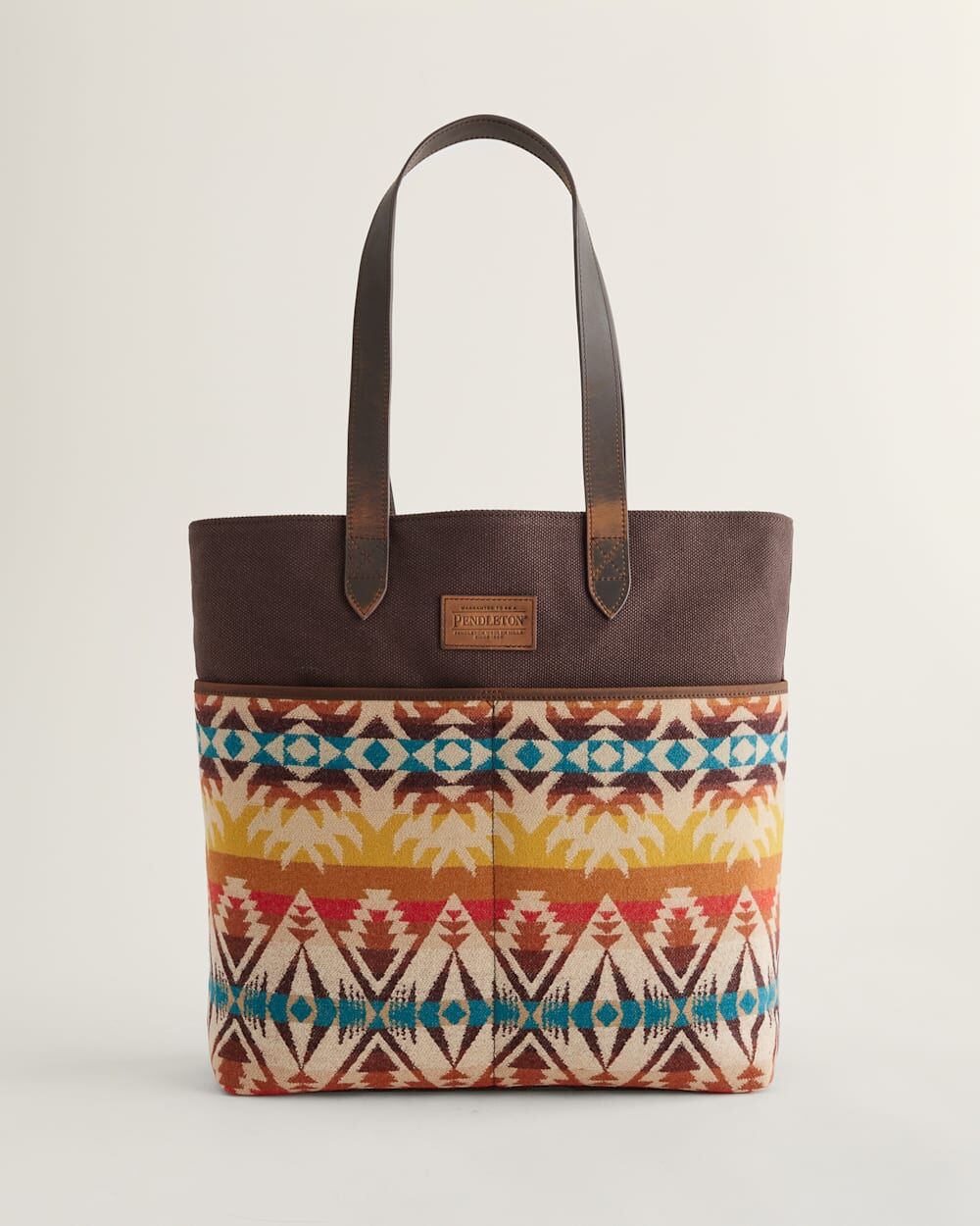 Pendleton Women's Pasco Wool/Leather Market Tote in Sunset