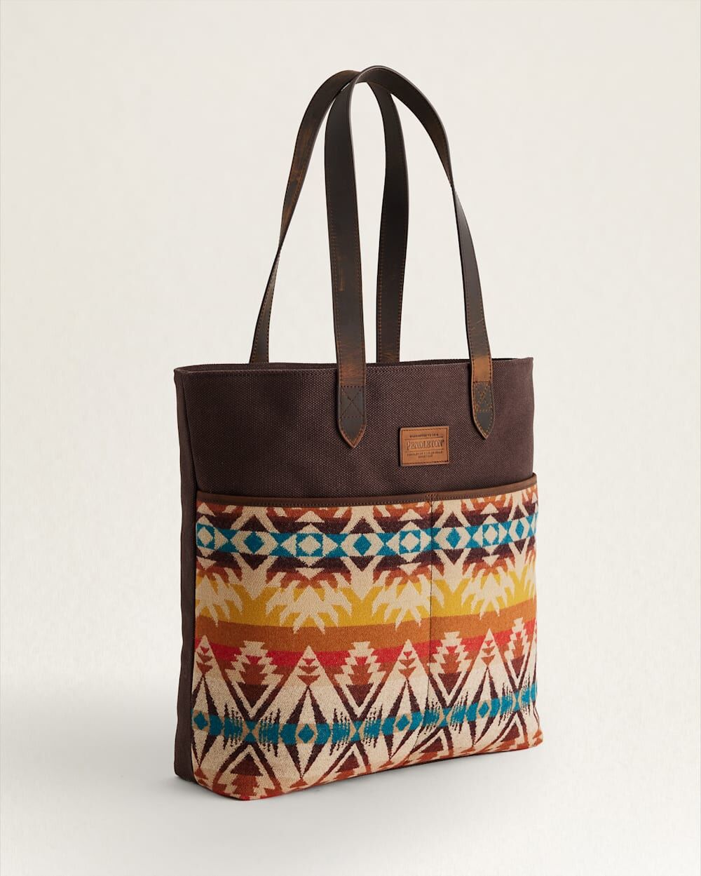 Pendleton Women's Pasco Wool/Leather Market Tote in Sunset