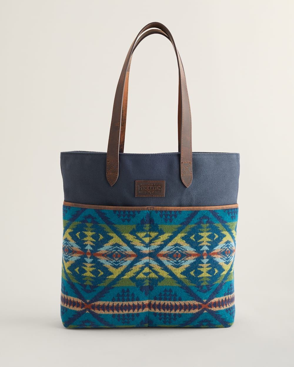 Pendleton Women's Diamond Desert Wool/Leather Market Tote in Blue