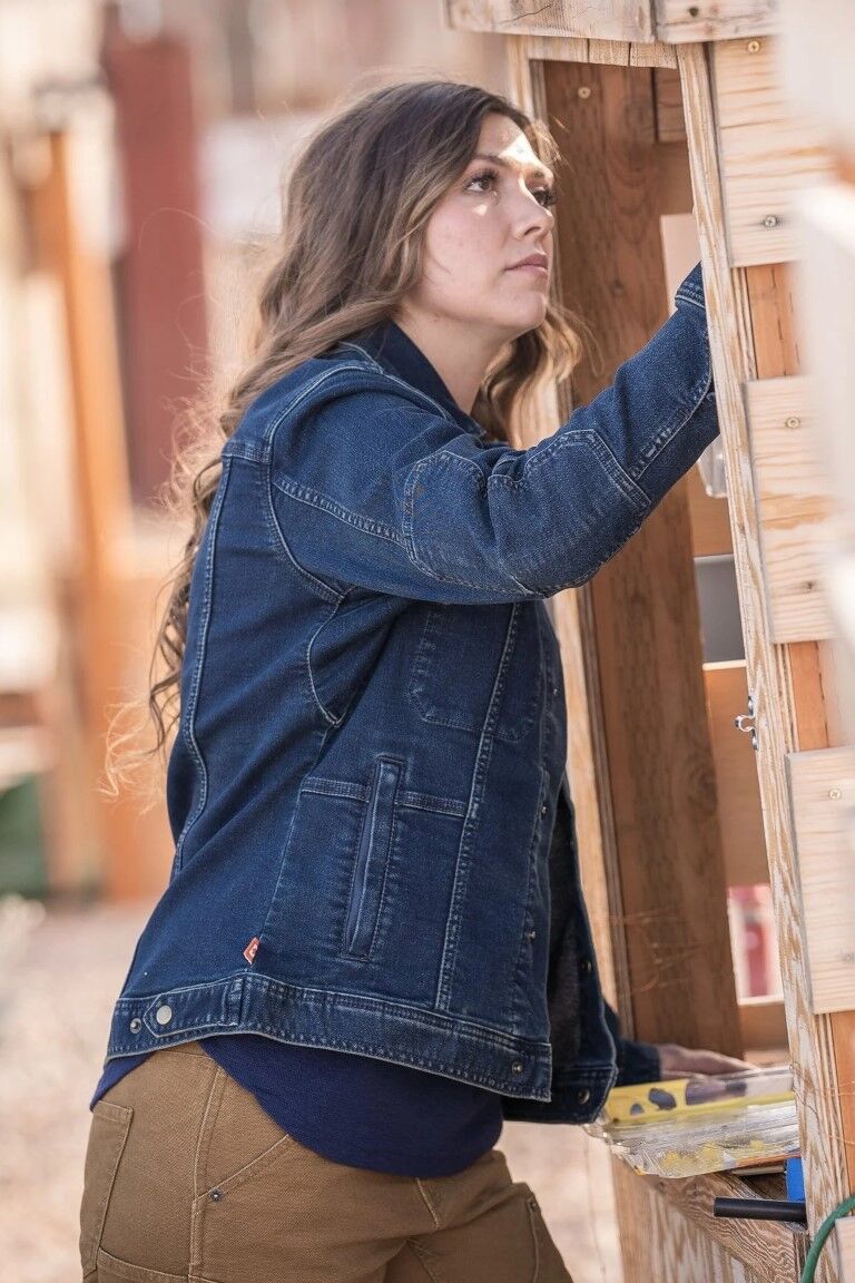 Dovetail Workwear Women's Thermal Trucker Jacket in Indigo