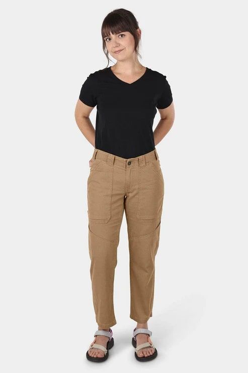 Dovetail Workwear Women's Range Lightweight Denim Crop Pant in Sawdust Brown