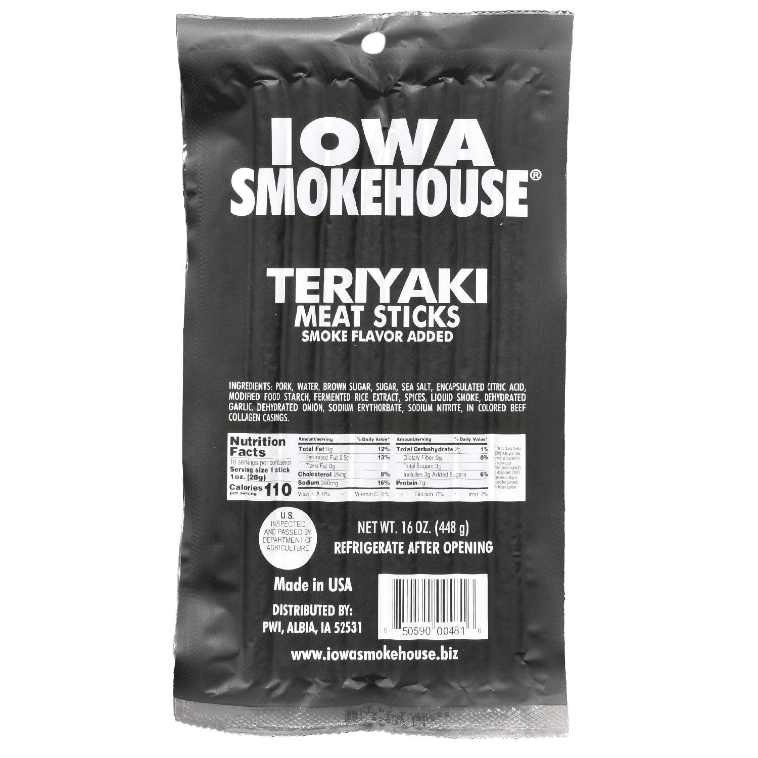 Iowa Smokehouse Teriyaki Meat Sticks, 16-Oz