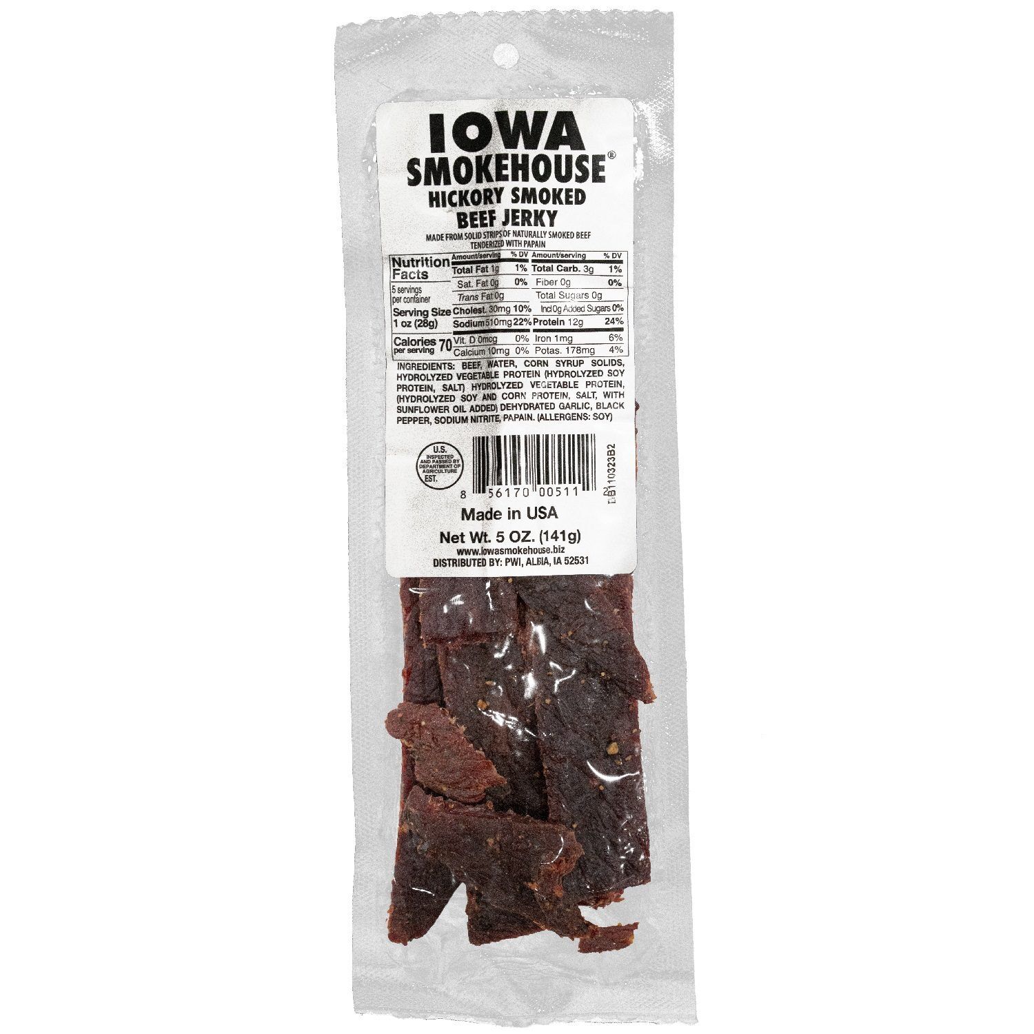Iowa Smokehouse Hickory Smoked Beef Jerky, 5-Oz